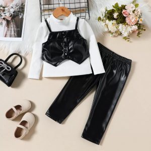 Girls Set With Leather Pants